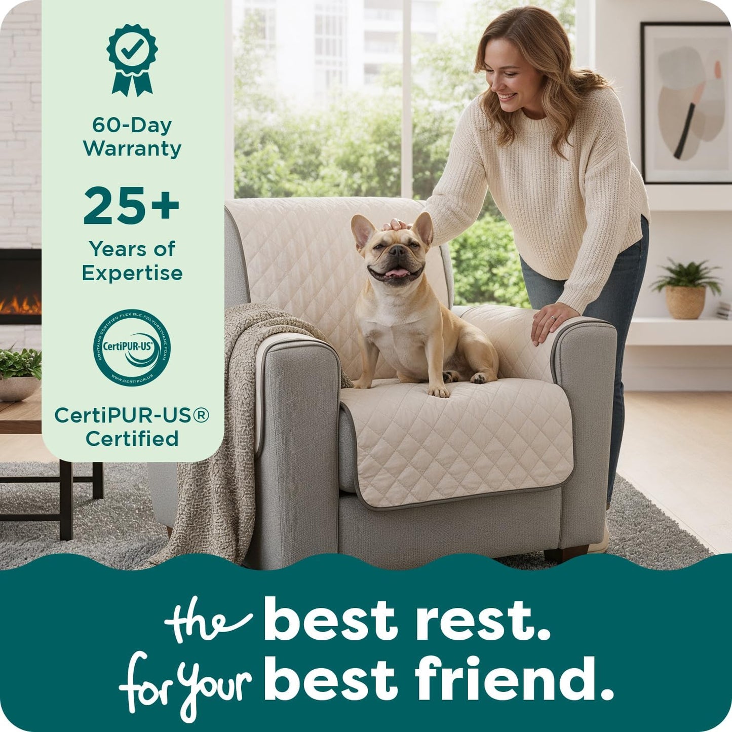 Water-Resistant Reversible Sofa Cover for Pets, Quilted Fabric Couch Protector with Secure Straps, Machine Washable, Large Size, Gray Mist