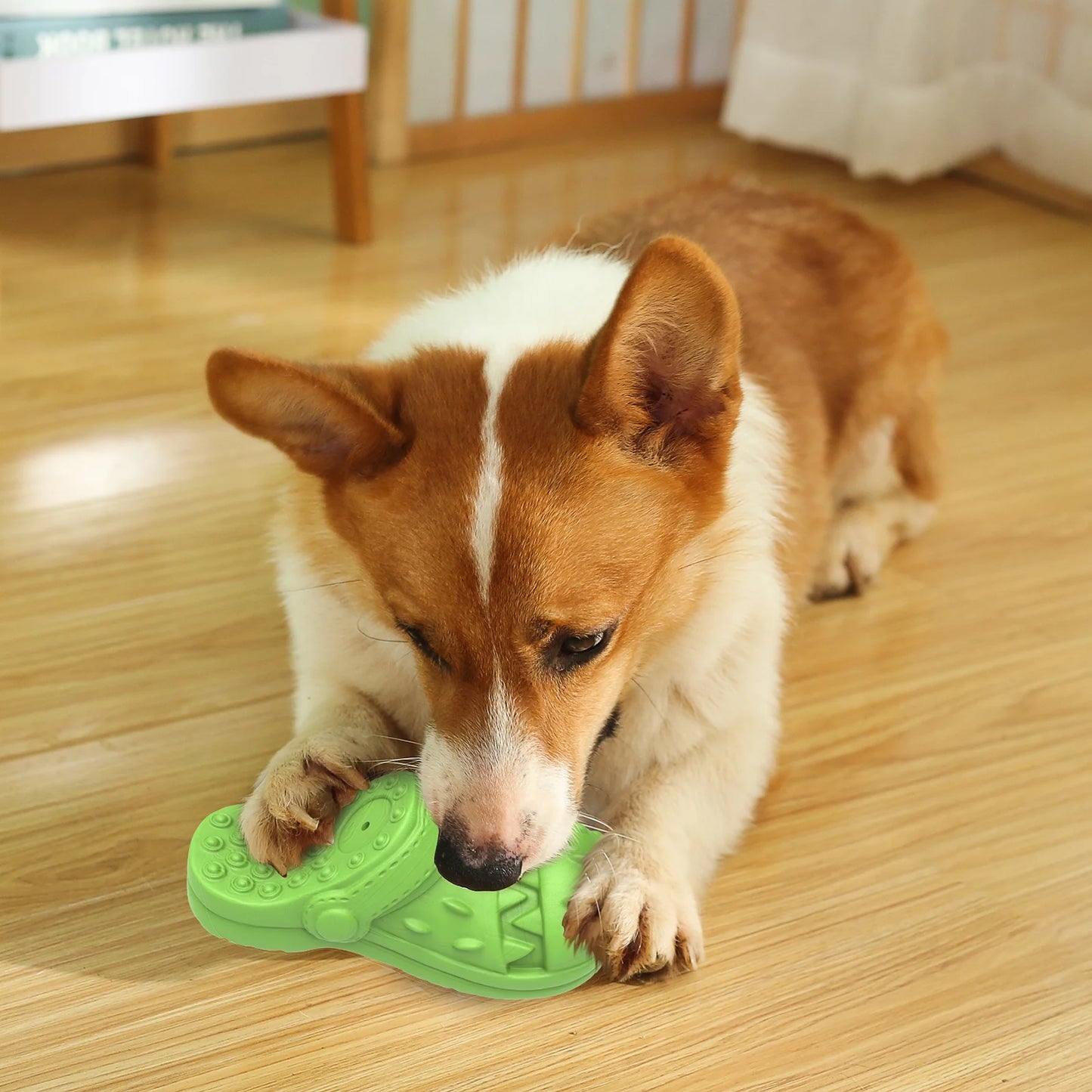 Durable Squeaky Dog Chew Toy for Aggressive Chewers - Teeth-Cleaning Shoe-Shaped Design