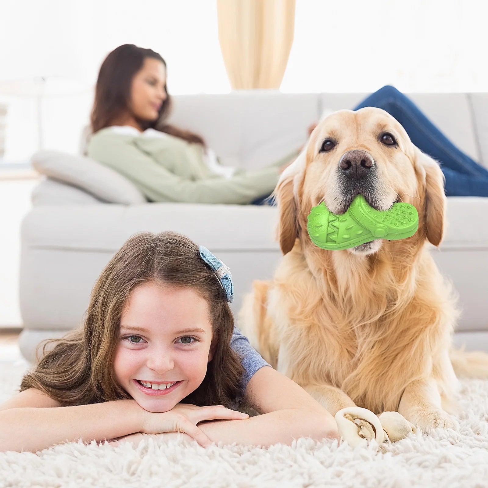 Durable Squeaky Dog Chew Toy for Aggressive Chewers - Teeth-Cleaning Shoe-Shaped Design