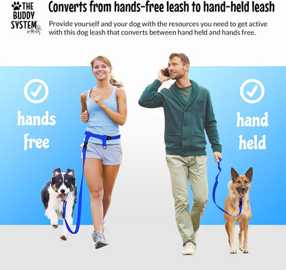 Adjustable Hands-Free Dog Leash for Running, Jogging, and Training - Suitable for Small, Medium, and Large Dogs - Made in the USA (Royal Blue, Large Belt - 27"-50" Waist)