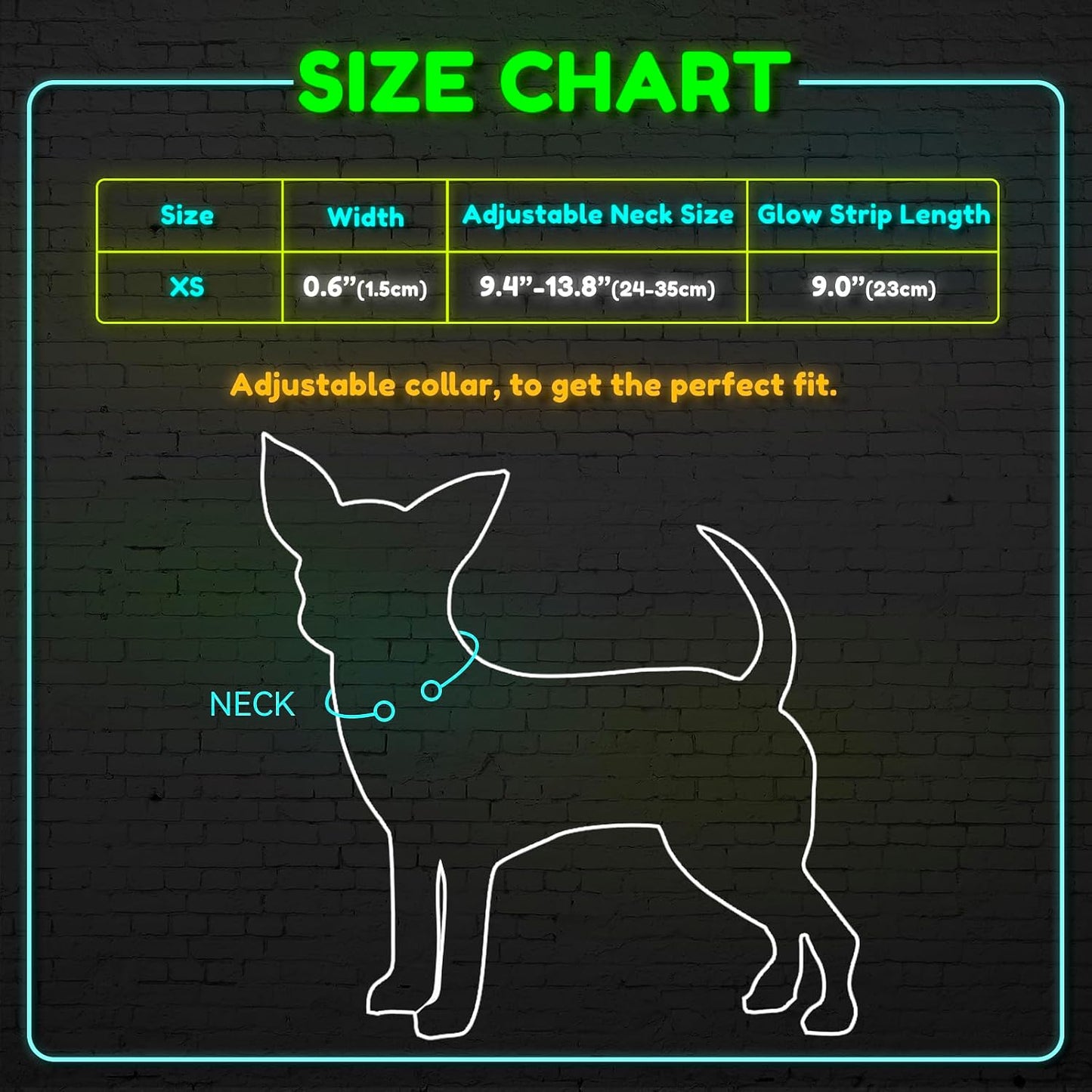 Adjustable Rechargeable LED Safety Collar for Small Dogs and Cats - Green, 8.5-11.8 Inches, Nylon, Lightweight, Reflective with Two Flash Modes for Night Walks