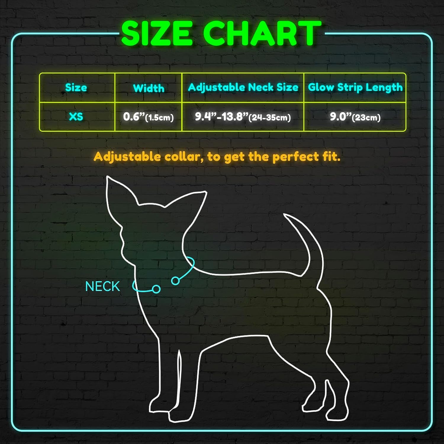 Adjustable Rechargeable LED Safety Collar for Small Dogs and Cats - Green, 8.5-11.8 Inches, Nylon, Lightweight, Reflective with Two Flash Modes for Night Walks