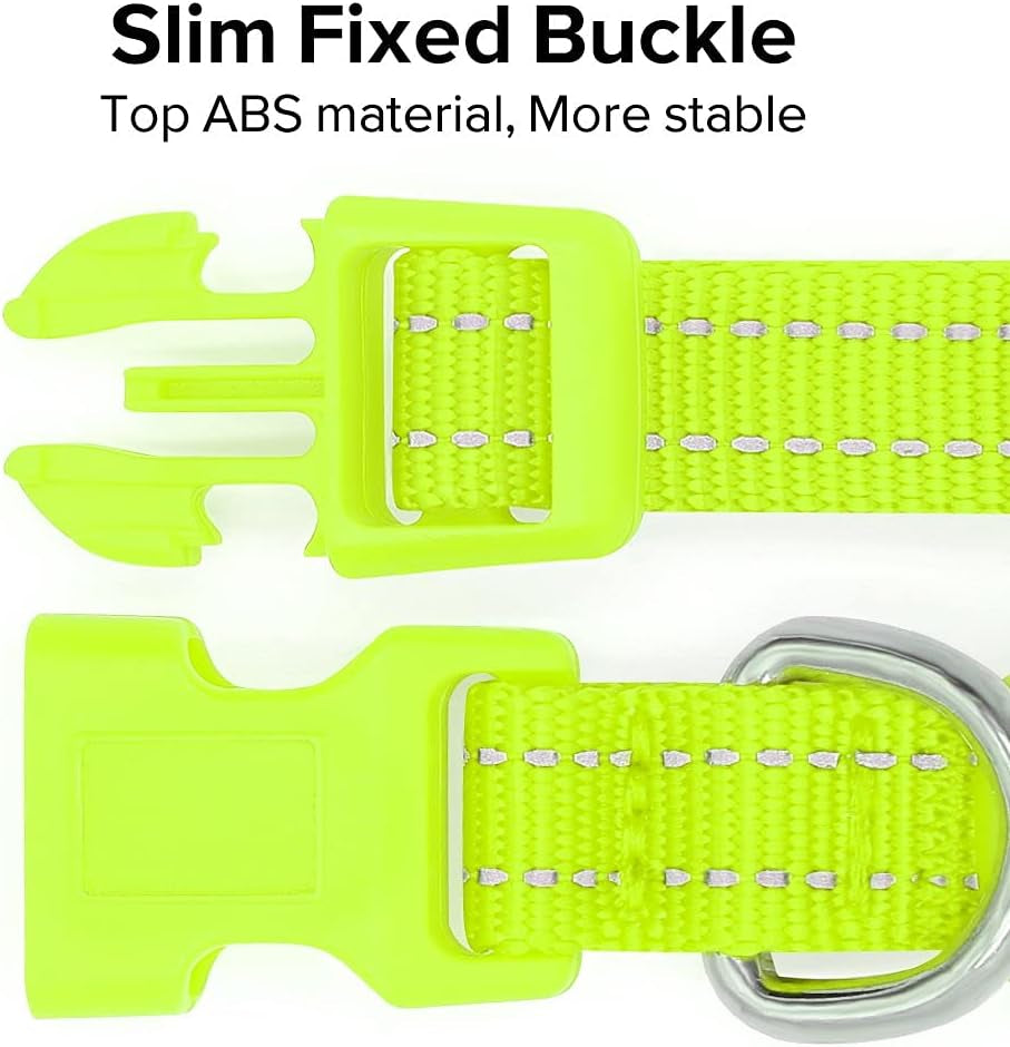 Adjustable Rechargeable LED Safety Collar for Small Dogs and Cats - Green, 8.5-11.8 Inches, Nylon, Lightweight, Reflective with Two Flash Modes for Night Walks