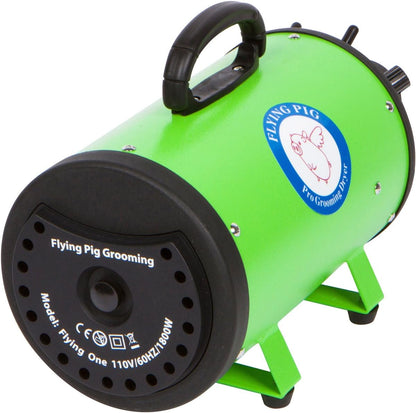 High Velocity Dog Grooming Dryer with Heater - Model: Flying One (Green)