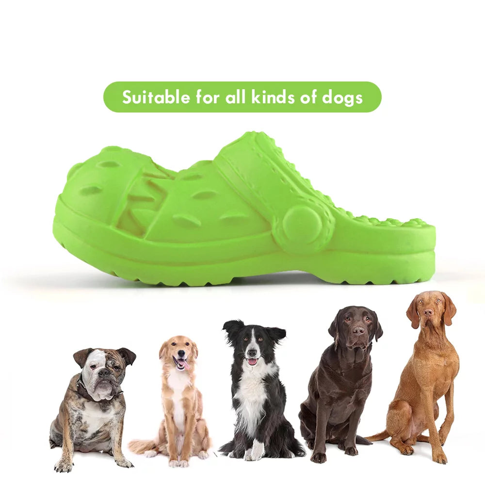 Durable Squeaky Dog Chew Toy for Aggressive Chewers - Teeth-Cleaning Shoe-Shaped Design