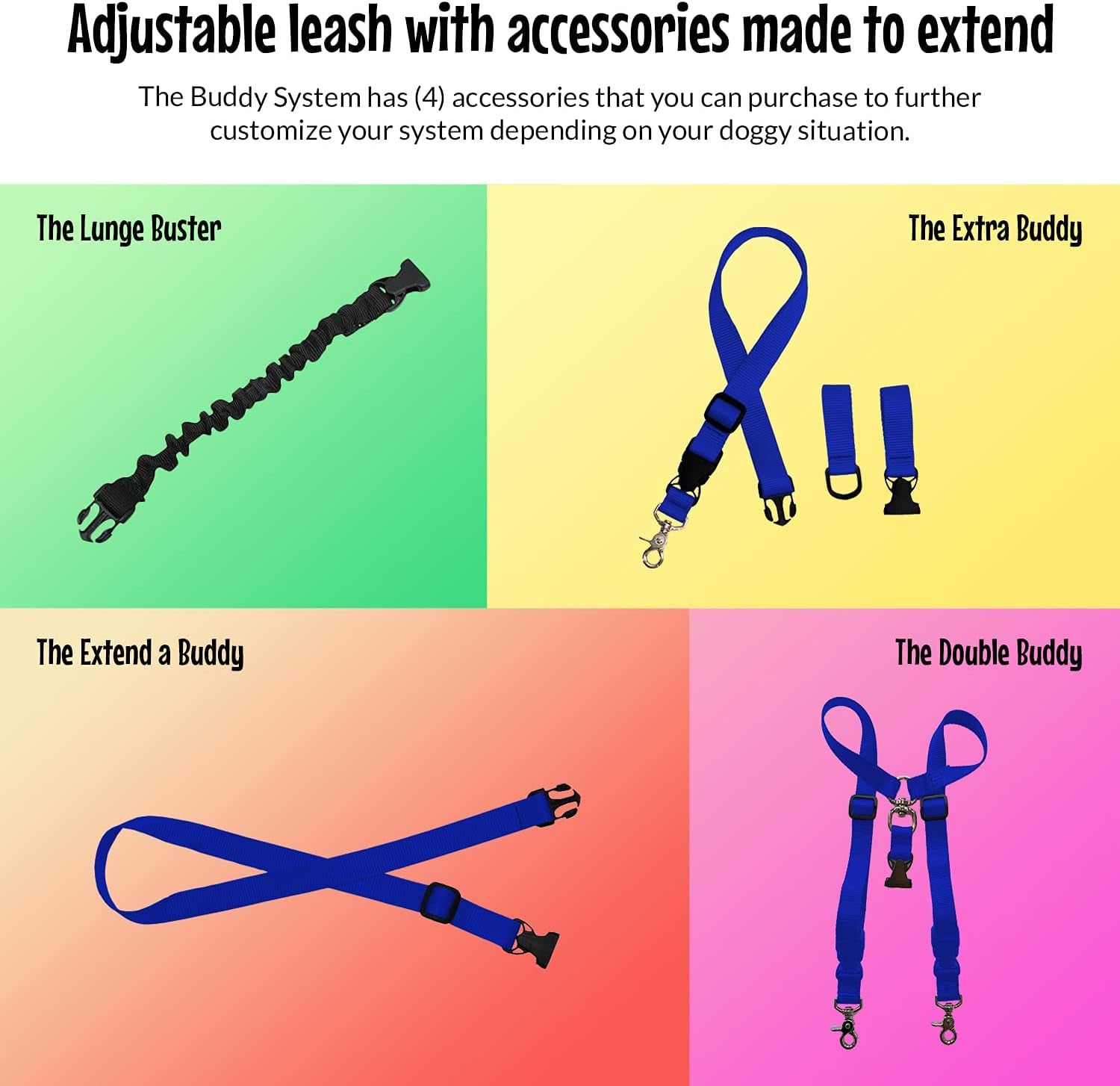 Adjustable Hands-Free Dog Leash for Running, Jogging, and Training - Suitable for Small, Medium, and Large Dogs - Made in the USA (Royal Blue, Large Belt - 27"-50" Waist)