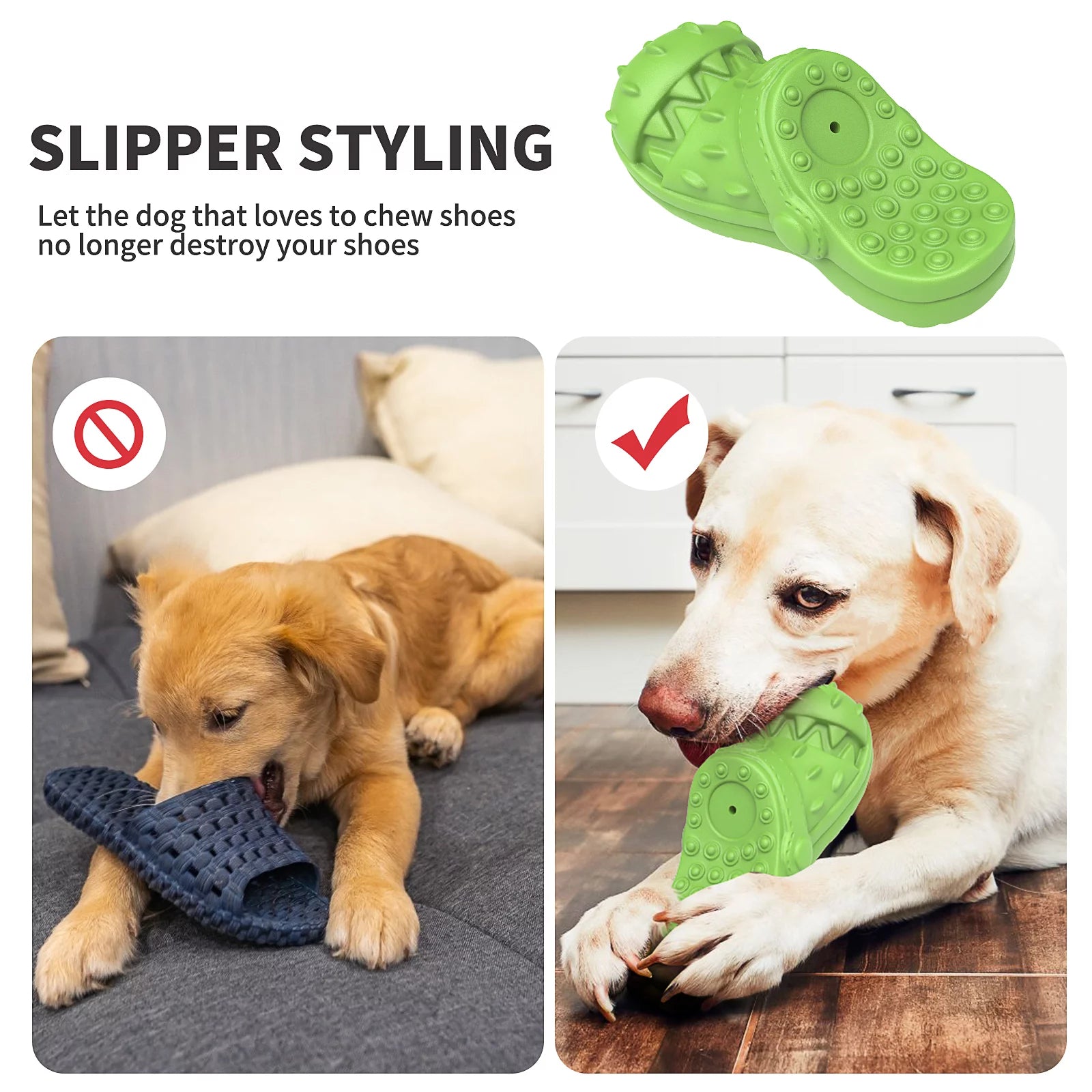 Durable Squeaky Dog Chew Toy for Aggressive Chewers - Teeth-Cleaning Shoe-Shaped Design