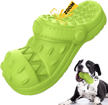 Durable Squeaky Dog Chew Toy for Aggressive Chewers - Teeth-Cleaning Shoe-Shaped Design